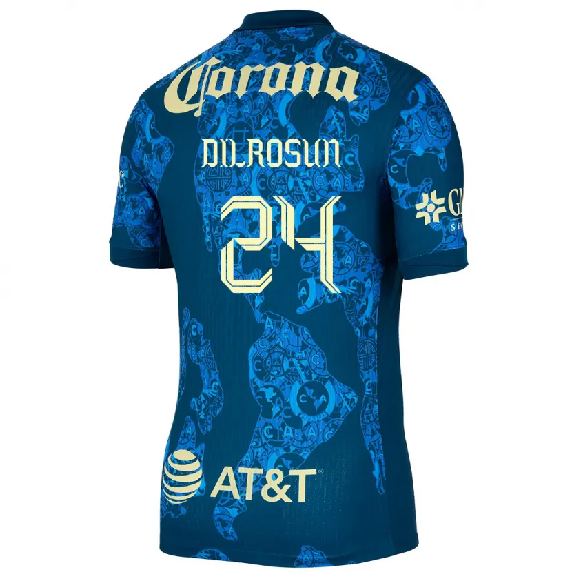Danxen Bambino Maglia Javairô Dilrosun #24 Blu Giallo Kit Gara Away 2024/25 Maglietta