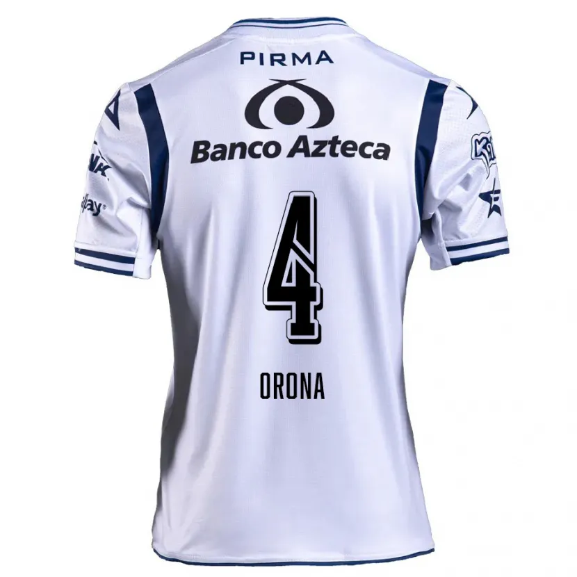 Danxen Uomo Maglia Efraín Orona #4 Bianco Blu Navy Kit Gara Home 2024/25 Maglietta