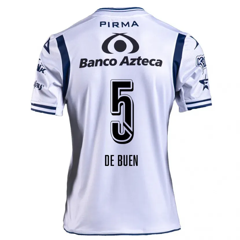 Danxen Uomo Maglia Diego De Buen #5 Bianco Blu Navy Kit Gara Home 2024/25 Maglietta