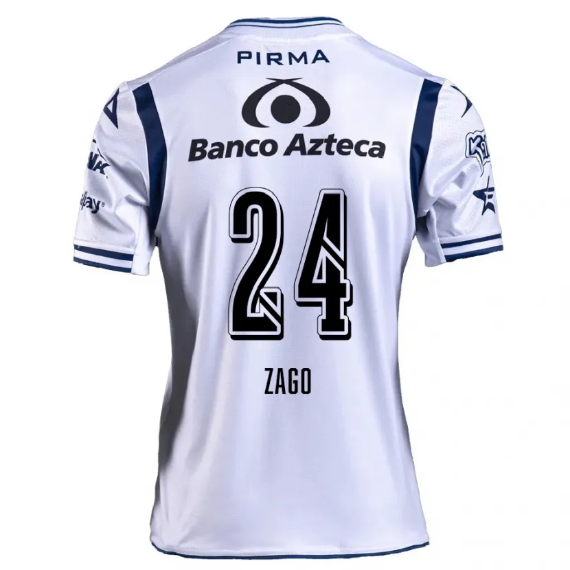 Danxen Uomo Maglia Diego Zago #24 Bianco Blu Navy Kit Gara Home 2024/25 Maglietta