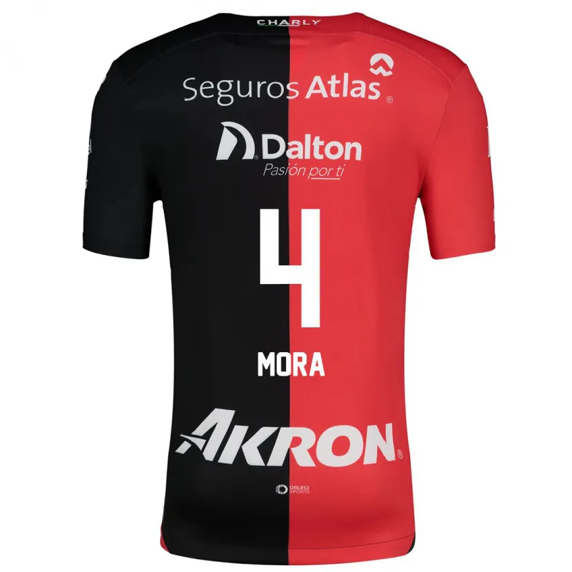 Danxen Uomo Maglia Adrián Mora #4 Rosso Nero Kit Gara Home 2024/25 Maglietta