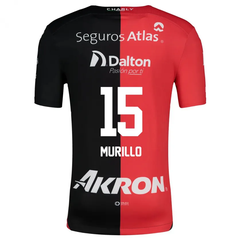 Danxen Uomo Maglia Jhon Murillo #15 Rosso Nero Kit Gara Home 2024/25 Maglietta