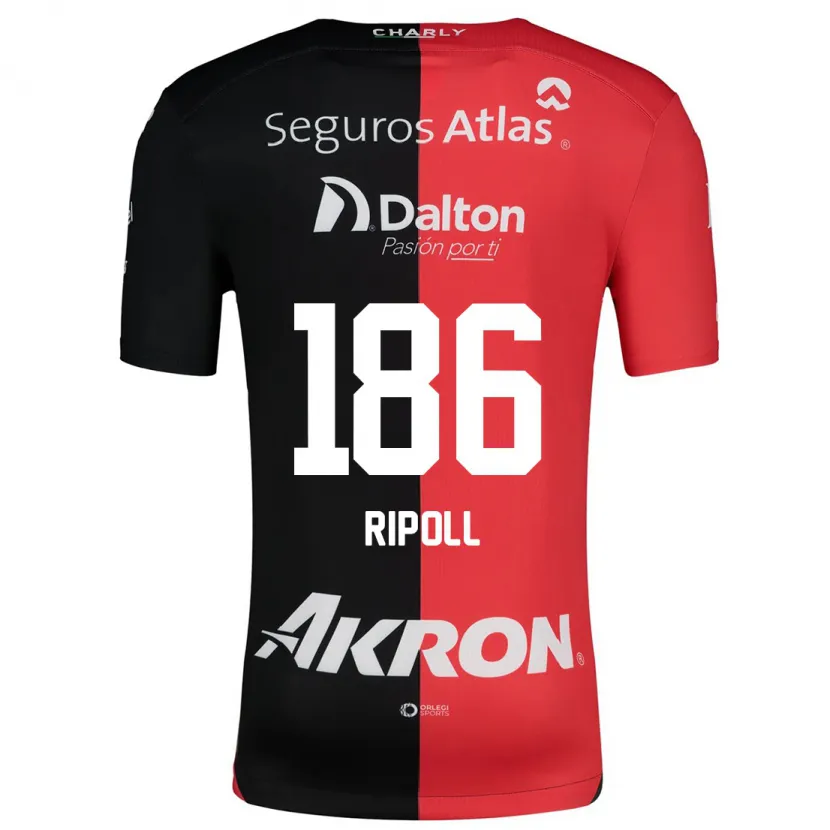 Danxen Uomo Maglia Alonso Ripoll #186 Rosso Nero Kit Gara Home 2024/25 Maglietta