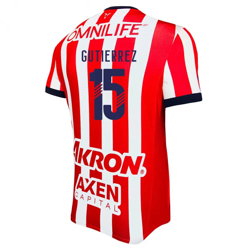 Danxen Uomo Maglia Érick Gutiérrez #15 Rosso Bianco Blu Kit Gara Home 2024/25 Maglietta