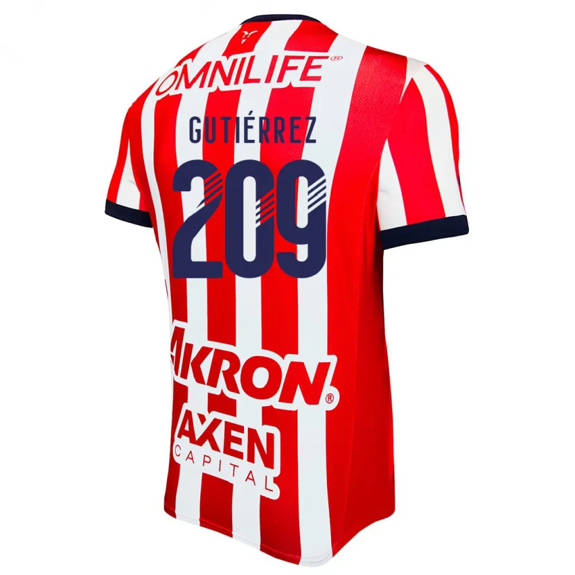 Danxen Uomo Maglia Edgar Gutiérrez #209 Rosso Bianco Blu Kit Gara Home 2024/25 Maglietta
