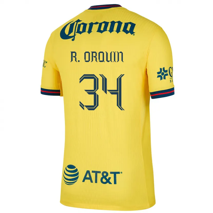 Danxen Uomo Maglia Ralph Orquin #34 Giallo Blu Kit Gara Home 2024/25 Maglietta