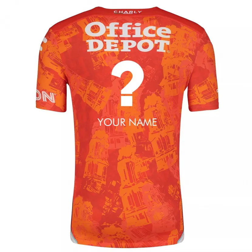 Danxen Uomo Maglia Il Tuo Nome #0 Arancione Bianco Kit Gara Away 2024/25 Maglietta