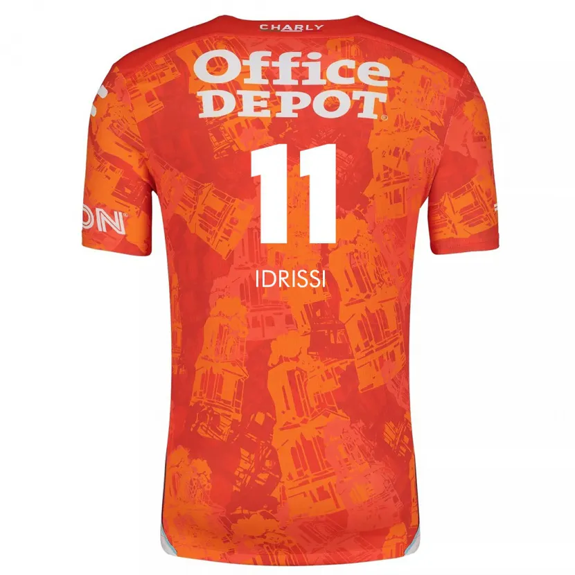 Danxen Uomo Maglia Oussama Idrissi #11 Arancione Bianco Kit Gara Away 2024/25 Maglietta