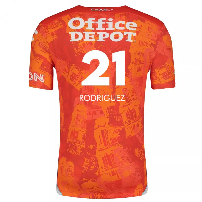 Danxen Uomo Maglia Valentín Rodríguez #21 Arancione Bianco Kit Gara Away 2024/25 Maglietta