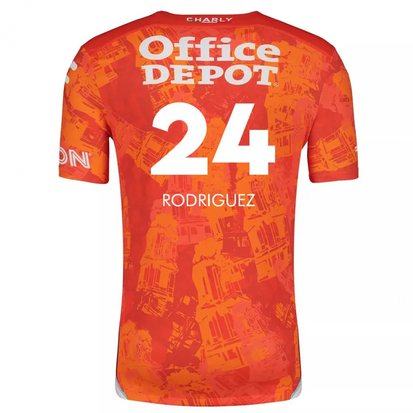 Danxen Uomo Maglia Luis Rodríguez #24 Arancione Bianco Kit Gara Away 2024/25 Maglietta