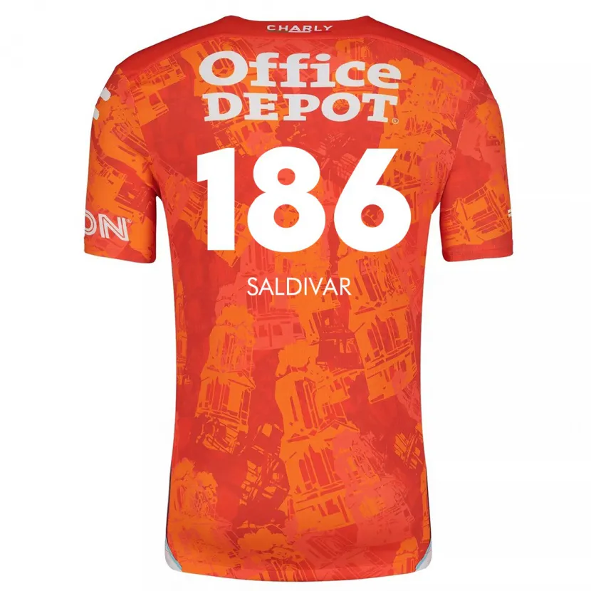 Danxen Uomo Maglia José Saldívar #186 Arancione Bianco Kit Gara Away 2024/25 Maglietta