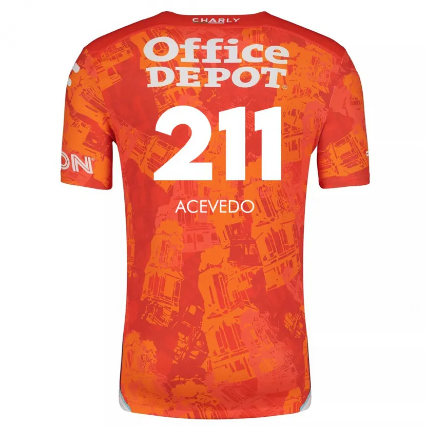 Danxen Uomo Maglia Gerardo Acevedo #211 Arancione Bianco Kit Gara Away 2024/25 Maglietta