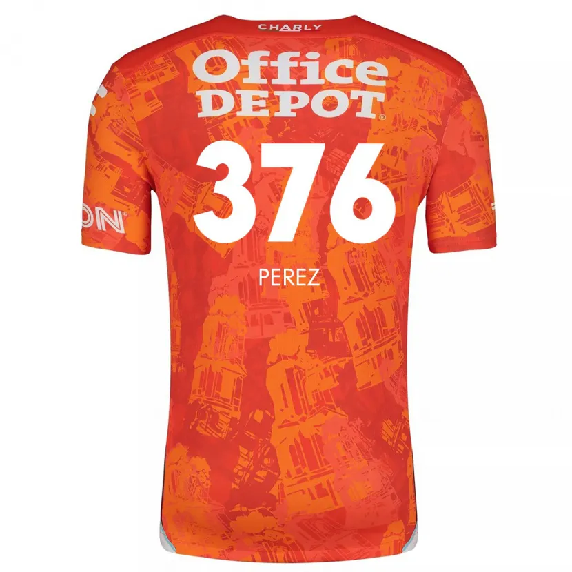 Danxen Uomo Maglia Abraham Pérez #376 Arancione Bianco Kit Gara Away 2024/25 Maglietta