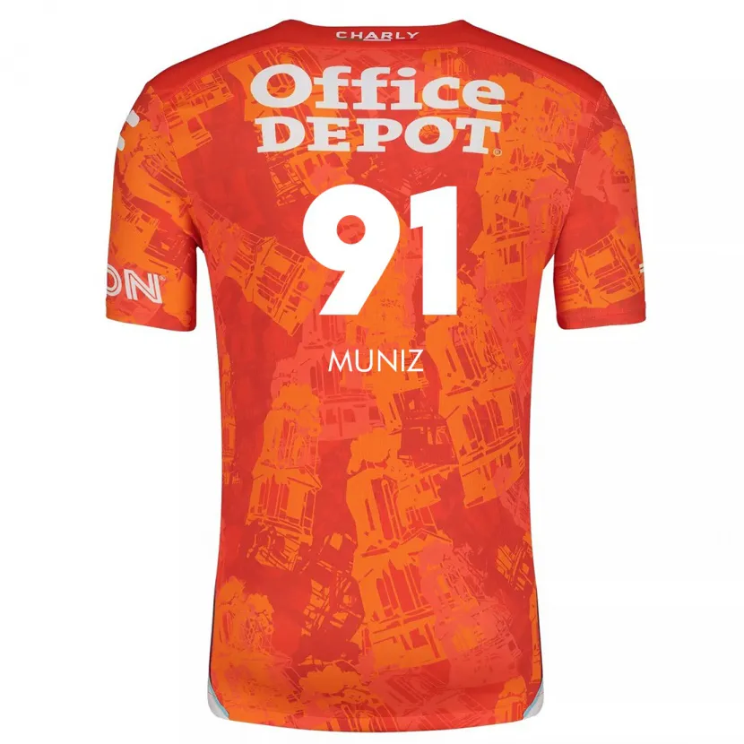 Danxen Uomo Maglia Brandon Muñiz #91 Arancione Bianco Kit Gara Away 2024/25 Maglietta