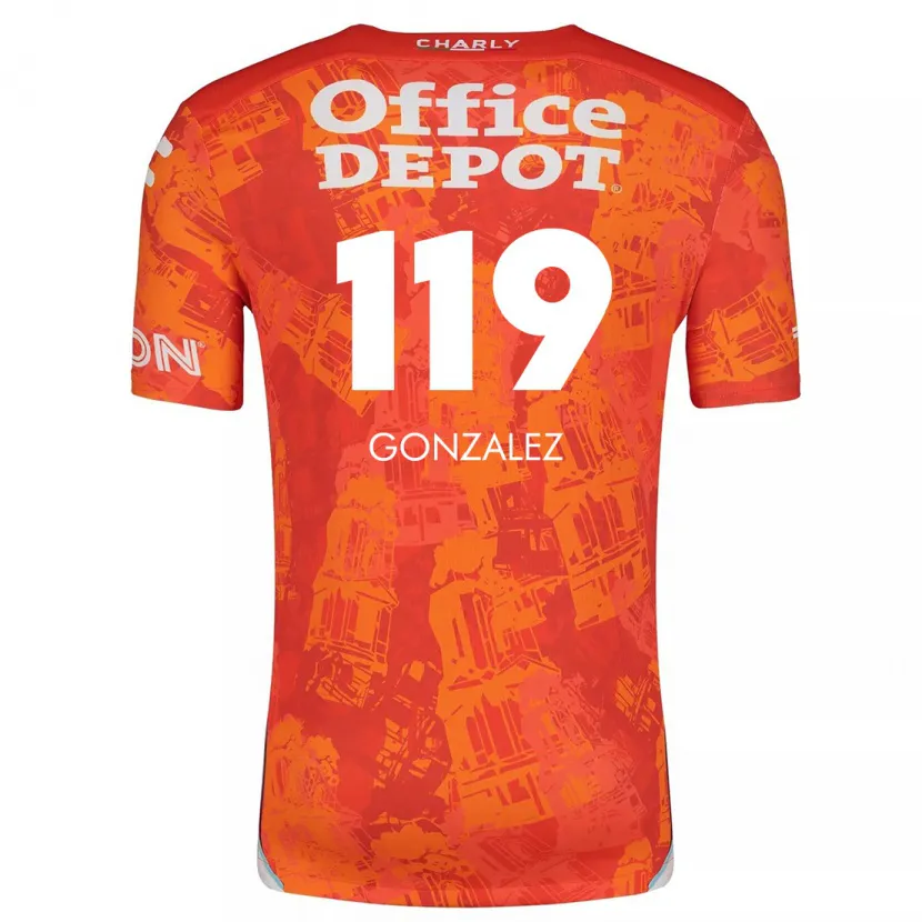 Danxen Uomo Maglia Juan González #119 Arancione Bianco Kit Gara Away 2024/25 Maglietta