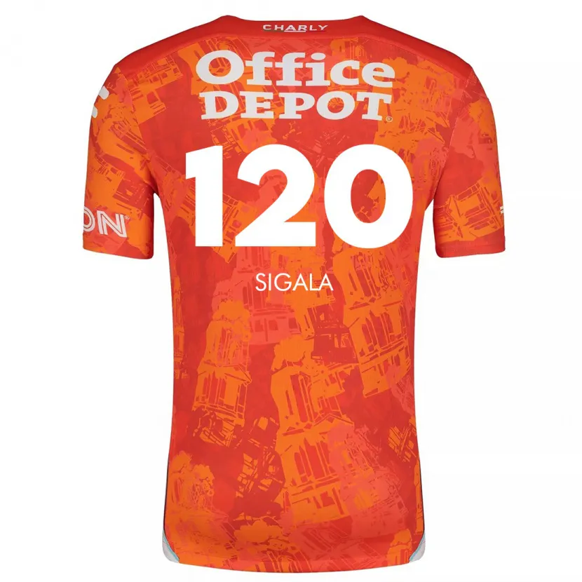 Danxen Uomo Maglia Juan Sigala #120 Arancione Bianco Kit Gara Away 2024/25 Maglietta