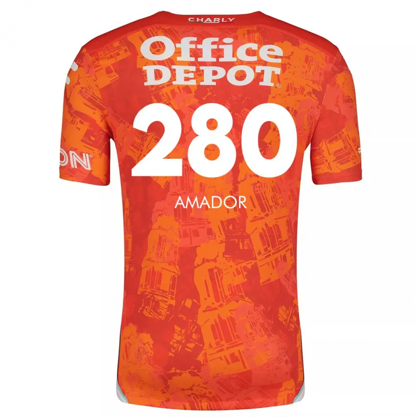 Danxen Uomo Maglia Santiago Amador #280 Arancione Bianco Kit Gara Away 2024/25 Maglietta