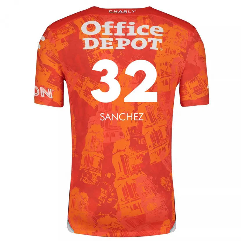 Danxen Uomo Maglia Luis Sánchez #32 Arancione Bianco Kit Gara Away 2024/25 Maglietta