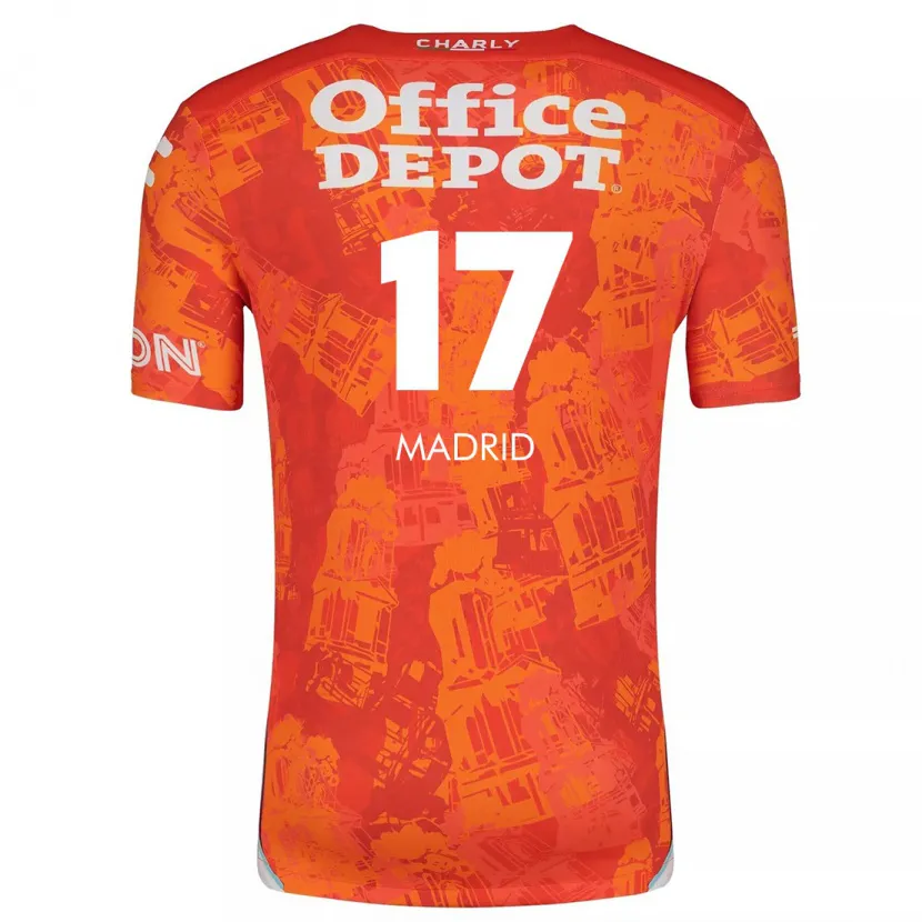 Danxen Uomo Maglia Yanín Madrid #17 Arancione Bianco Kit Gara Away 2024/25 Maglietta
