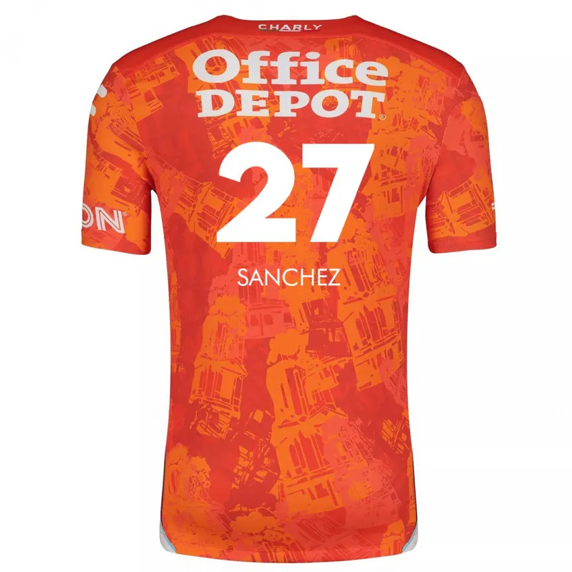 Danxen Uomo Maglia Ella Sanchez #27 Arancione Bianco Kit Gara Away 2024/25 Maglietta