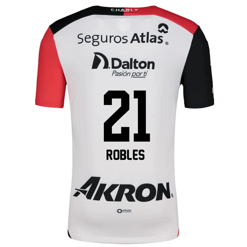 Danxen Uomo Maglia Carlos Robles #21 Bianco Rosso Nero Kit Gara Away 2024/25 Maglietta