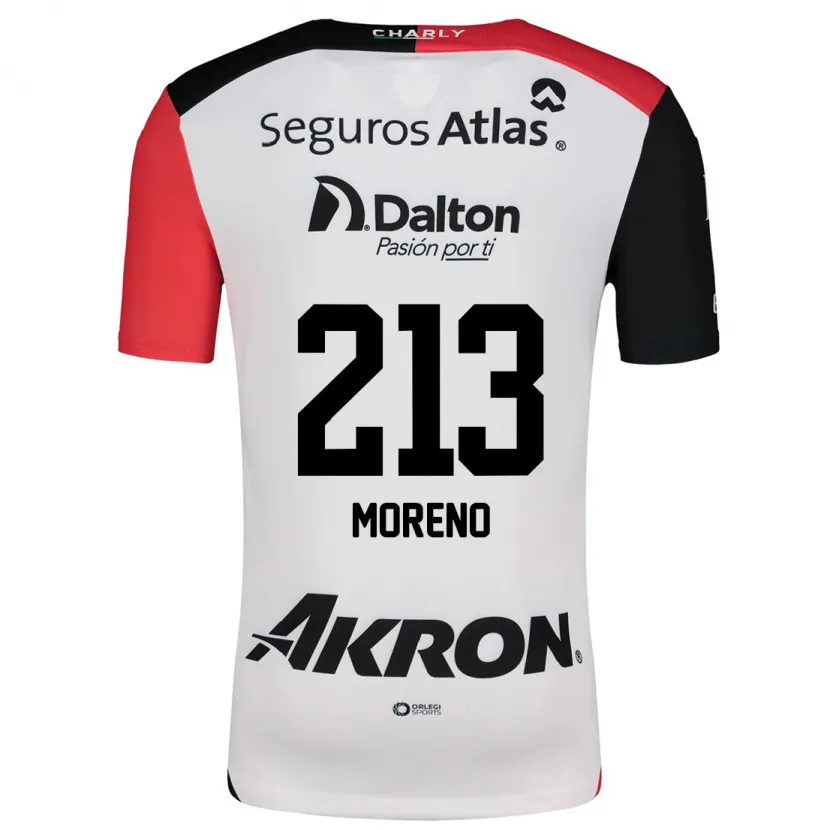 Danxen Uomo Maglia Eduardo Moreno #213 Bianco Rosso Nero Kit Gara Away 2024/25 Maglietta