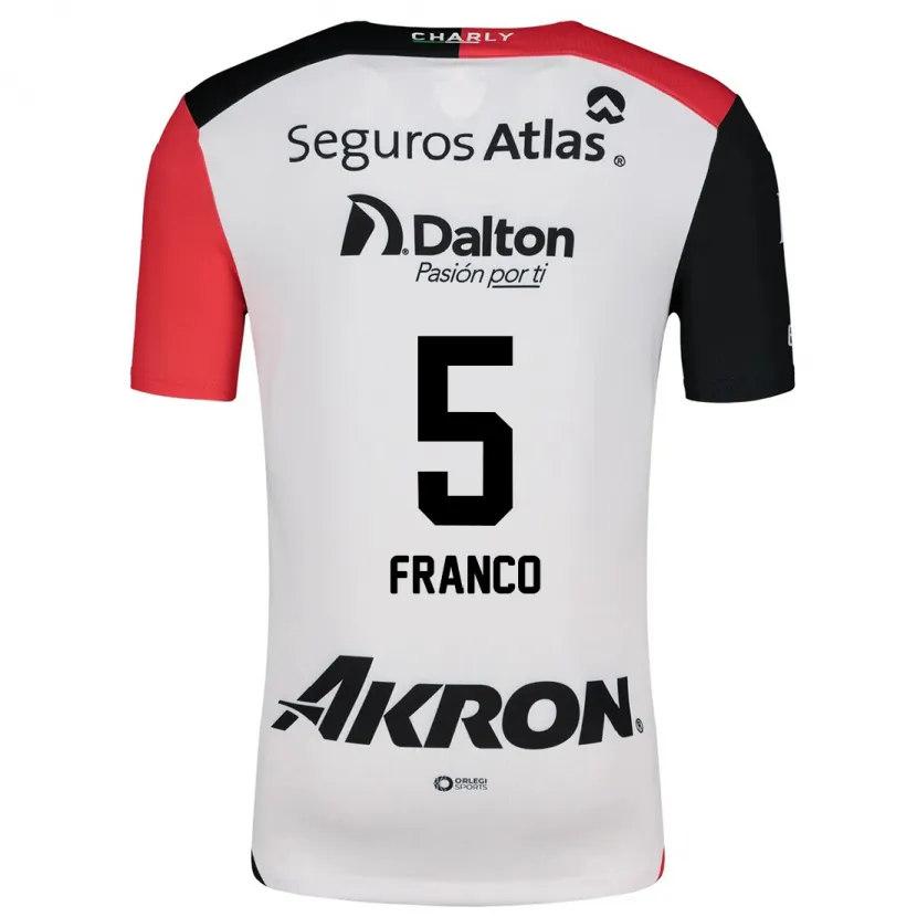 Danxen Uomo Maglia Alejandra Franco #5 Bianco Rosso Nero Kit Gara Away 2024/25 Maglietta