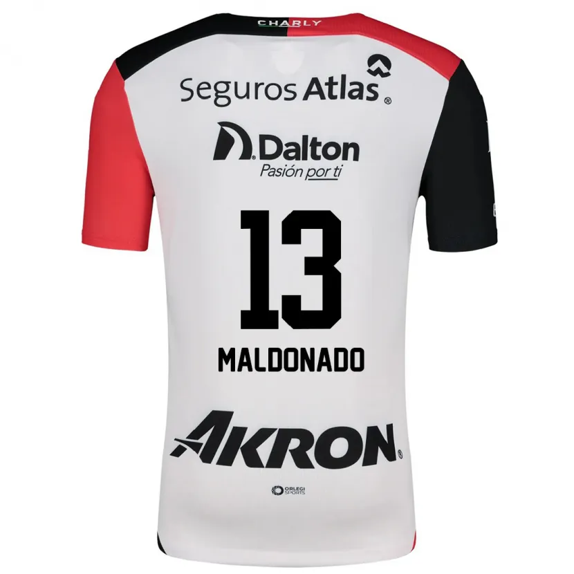 Danxen Uomo Maglia Maritza Maldonado #13 Bianco Rosso Nero Kit Gara Away 2024/25 Maglietta