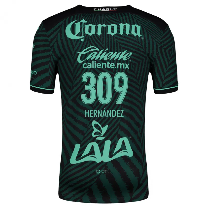 Danxen Uomo Maglia Julio Hernández #309 Nero Verde Kit Gara Away 2024/25 Maglietta