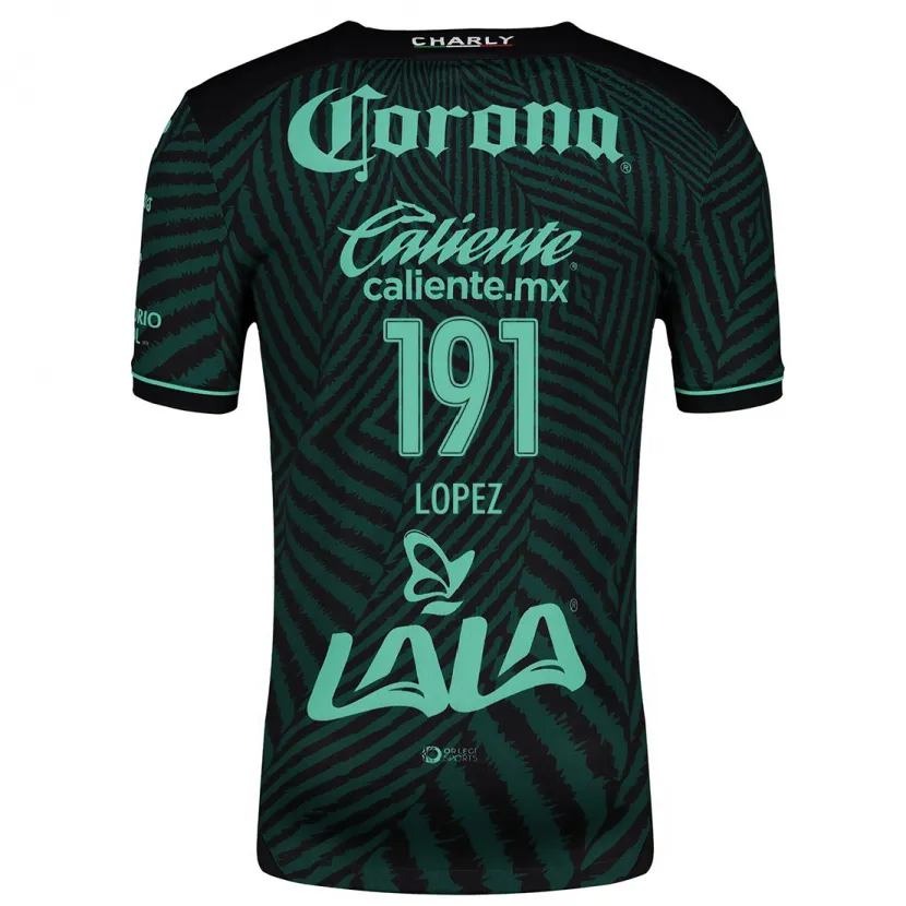 Danxen Uomo Maglia Carlos López #191 Nero Verde Kit Gara Away 2024/25 Maglietta