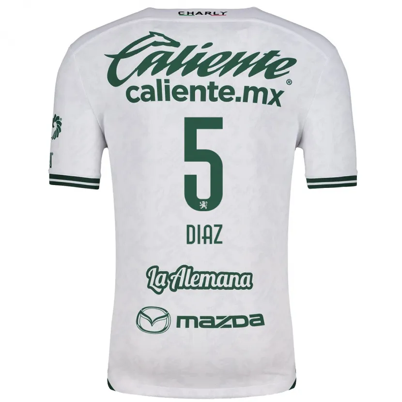 Danxen Uomo Maglia Brenda Díaz #5 Bianco Verde Kit Gara Away 2024/25 Maglietta