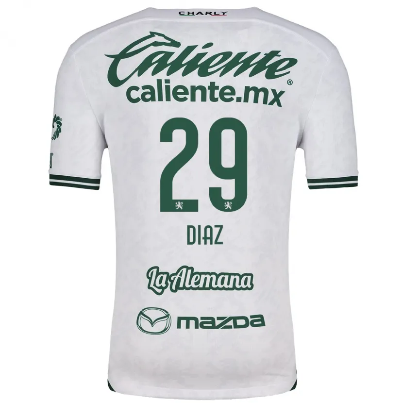 Danxen Uomo Maglia Kenia Díaz #29 Bianco Verde Kit Gara Away 2024/25 Maglietta