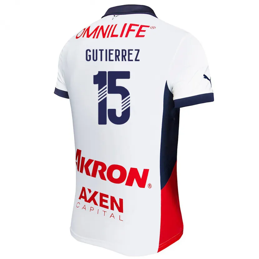 Danxen Uomo Maglia Érick Gutiérrez #15 Bianco Rosso Blu Kit Gara Away 2024/25 Maglietta
