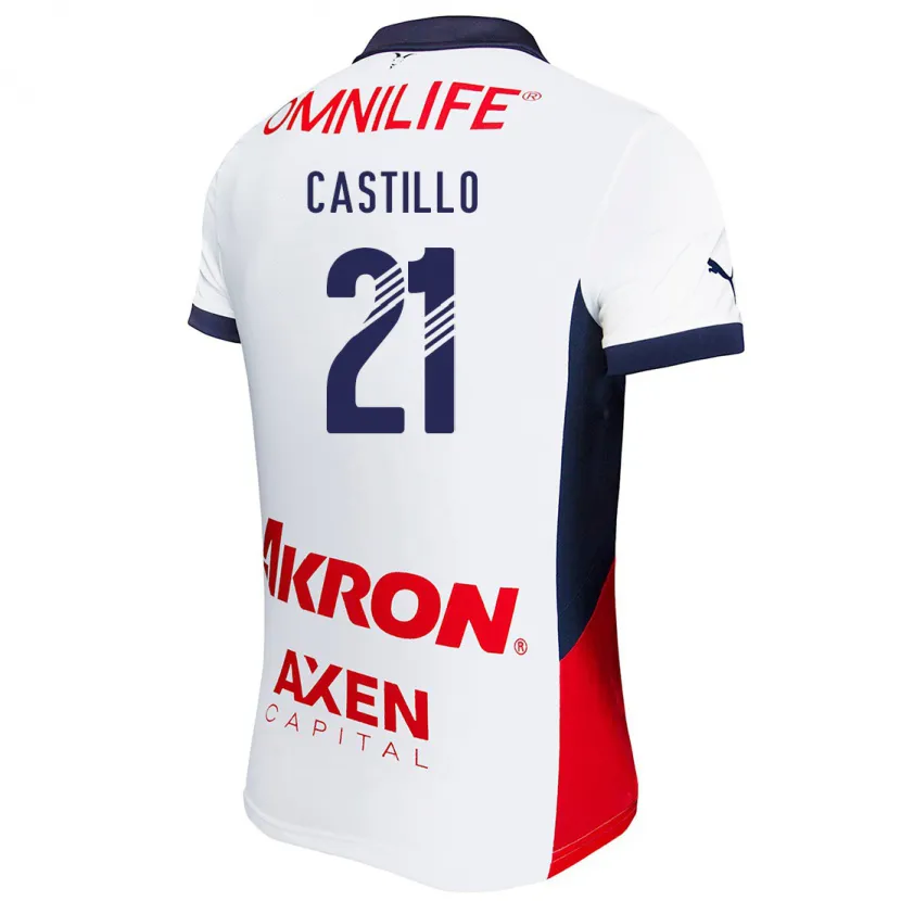 Danxen Uomo Maglia José Castillo #21 Bianco Rosso Blu Kit Gara Away 2024/25 Maglietta