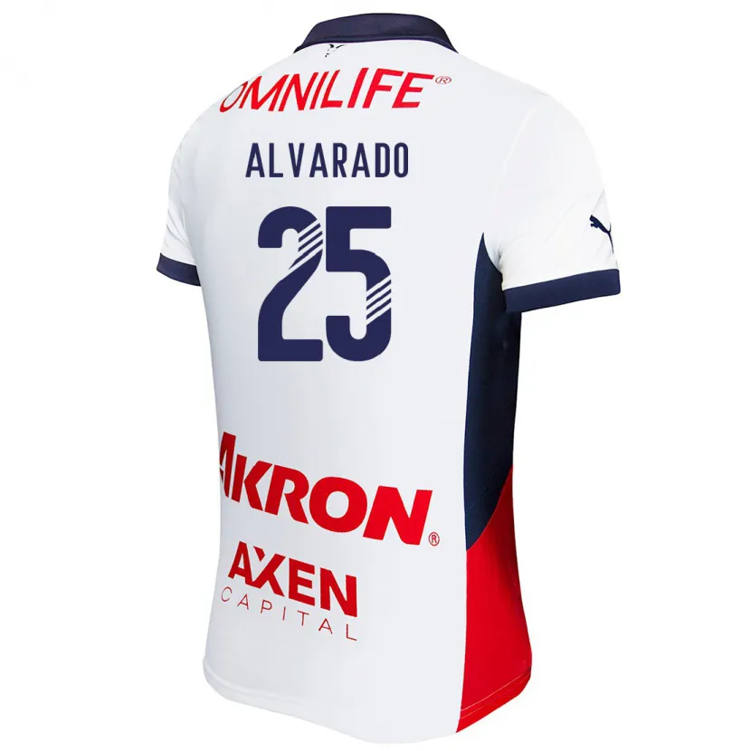 Danxen Uomo Maglia Roberto Alvarado #25 Bianco Rosso Blu Kit Gara Away 2024/25 Maglietta
