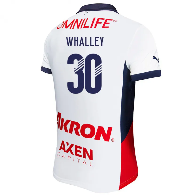 Danxen Uomo Maglia Óscar Whalley #30 Bianco Rosso Blu Kit Gara Away 2024/25 Maglietta