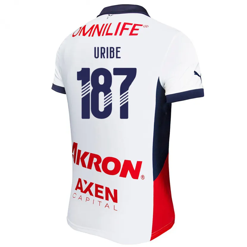 Danxen Uomo Maglia Juan Uribe #187 Bianco Rosso Blu Kit Gara Away 2024/25 Maglietta