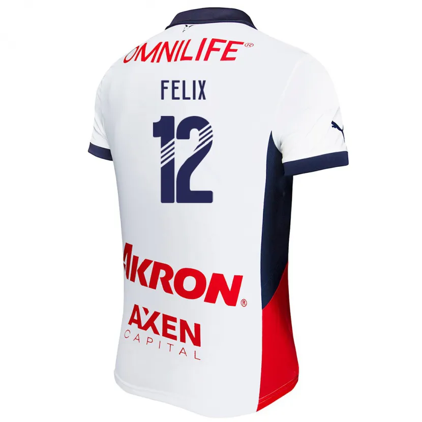 Danxen Uomo Maglia Blanca Félix #12 Bianco Rosso Blu Kit Gara Away 2024/25 Maglietta
