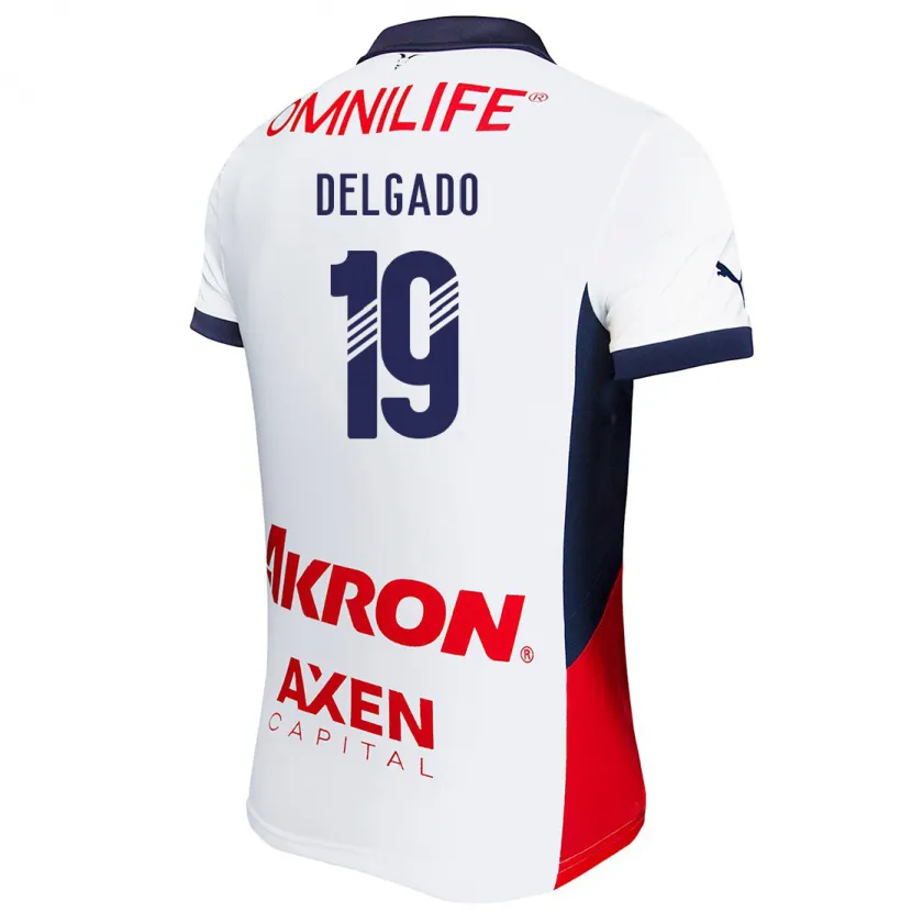 Danxen Uomo Maglia Daniela Delgado #19 Bianco Rosso Blu Kit Gara Away 2024/25 Maglietta