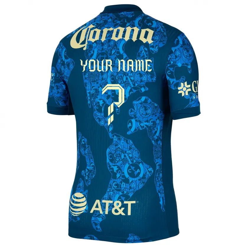 Danxen Uomo Maglia Il Tuo Nome #0 Blu Giallo Kit Gara Away 2024/25 Maglietta