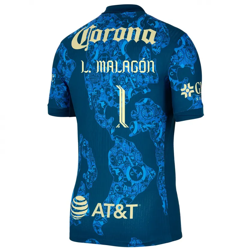 Danxen Uomo Maglia Luis Malagón #1 Blu Giallo Kit Gara Away 2024/25 Maglietta