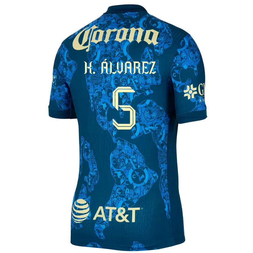 Danxen Uomo Maglia Kevin Álvarez #5 Blu Giallo Kit Gara Away 2024/25 Maglietta
