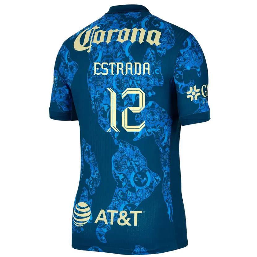 Danxen Uomo Maglia Jonathan Estrada #12 Blu Giallo Kit Gara Away 2024/25 Maglietta