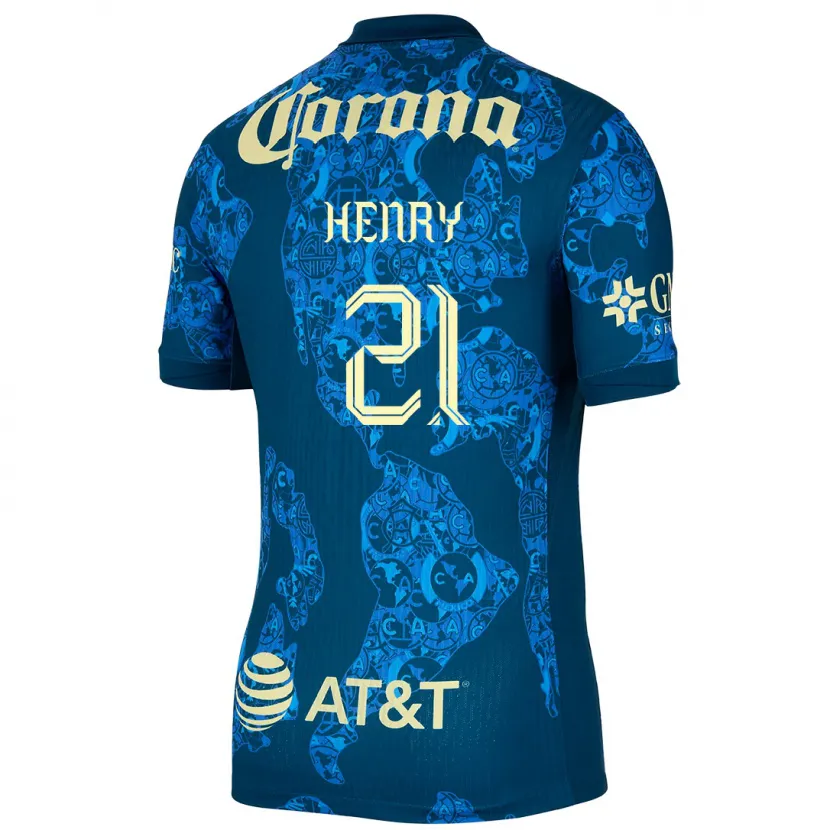 Danxen Uomo Maglia Henry Martín #21 Blu Giallo Kit Gara Away 2024/25 Maglietta