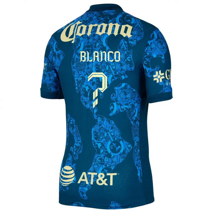 Danxen Uomo Maglia Lionel Blanco #0 Blu Giallo Kit Gara Away 2024/25 Maglietta