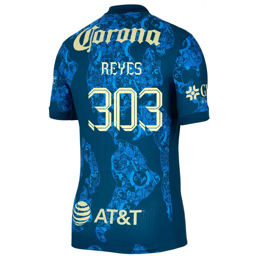 Danxen Uomo Maglia Diego Reyes #303 Blu Giallo Kit Gara Away 2024/25 Maglietta