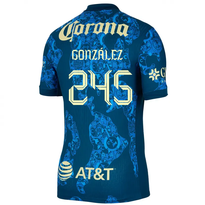 Danxen Uomo Maglia Enrique González #245 Blu Giallo Kit Gara Away 2024/25 Maglietta