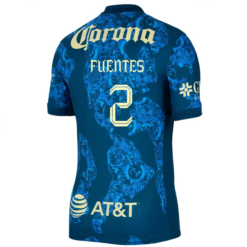Danxen Uomo Maglia Luis Fuentes #2 Blu Giallo Kit Gara Away 2024/25 Maglietta