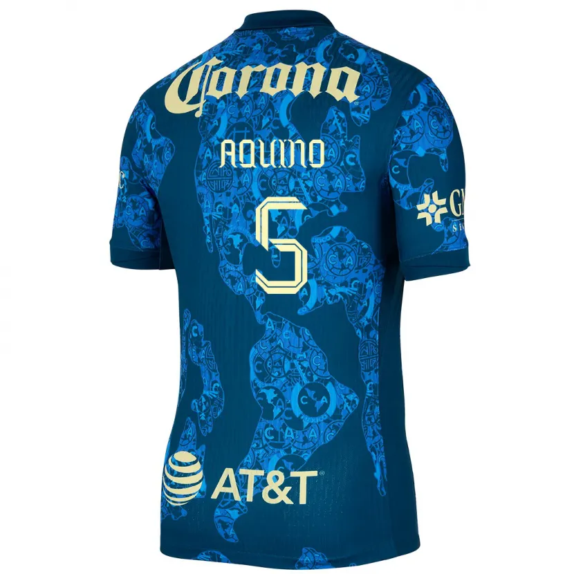 Danxen Uomo Maglia Pedro Aquino #5 Blu Giallo Kit Gara Away 2024/25 Maglietta