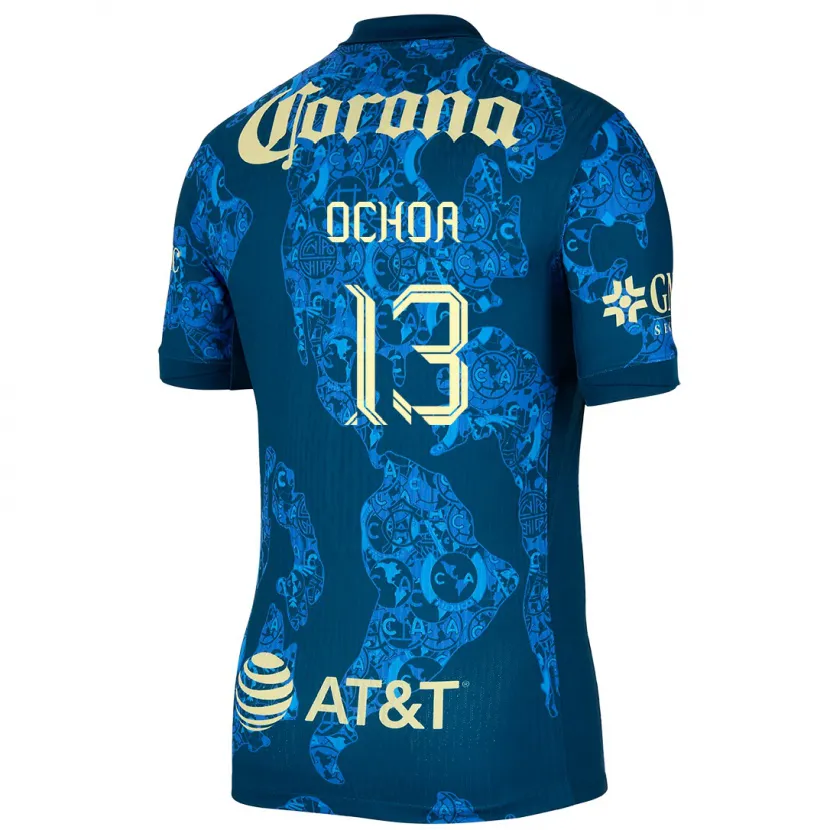 Danxen Uomo Maglia Guillermo Ochoa #13 Blu Giallo Kit Gara Away 2024/25 Maglietta